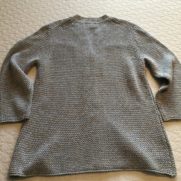 EDDIE BAUER linen/poly blend blue/grey Womens cardigan sweater - size Small - Picture 7 of 7